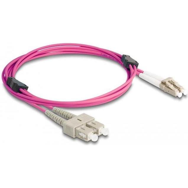 Thumbnail - Delock LWL Kabel mit Metallarmierung LC Duplex zu SC Duplex Multimode OM4 2 m (CAT8.2, 2 m), Netzwerkkabel