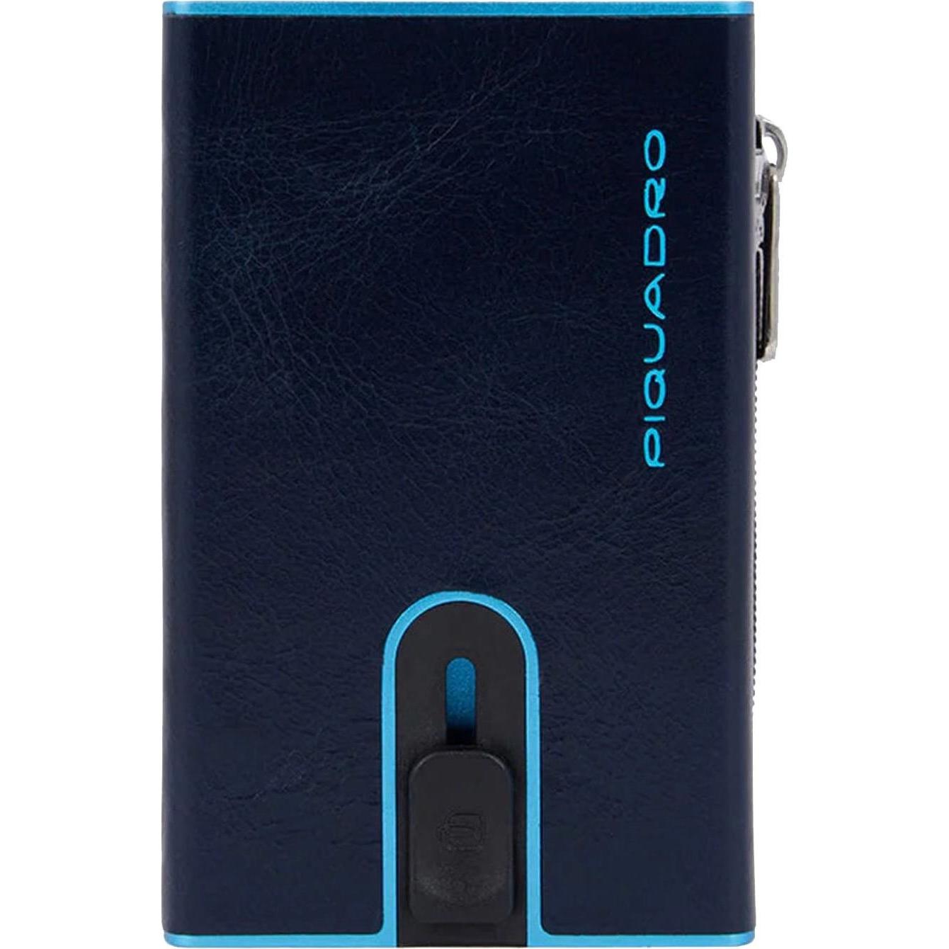 Piquadro, Portemonnaie, Blue Square - Compact Wallet mit Schiebesystem und Münzfach, Blau