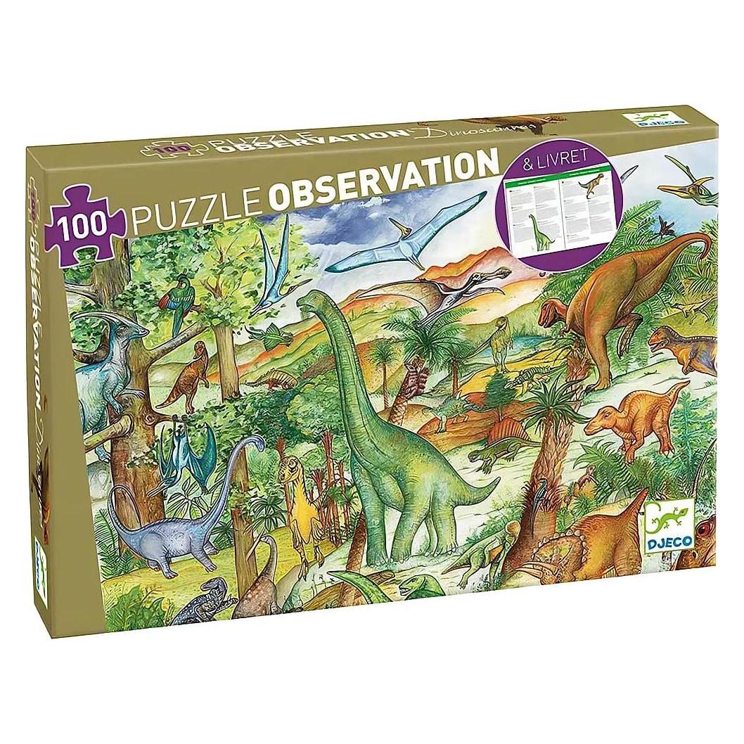 Djeco Puzzel Dinosaurus 100 Stukjes (incl. Boekje) (100 onderdelen)