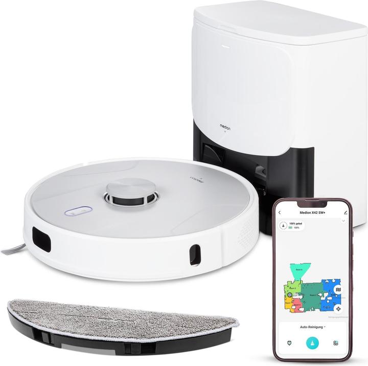 Medion MD 12043 X42 Staubsaug-Roboter weiss (Vacuum mopping robot)