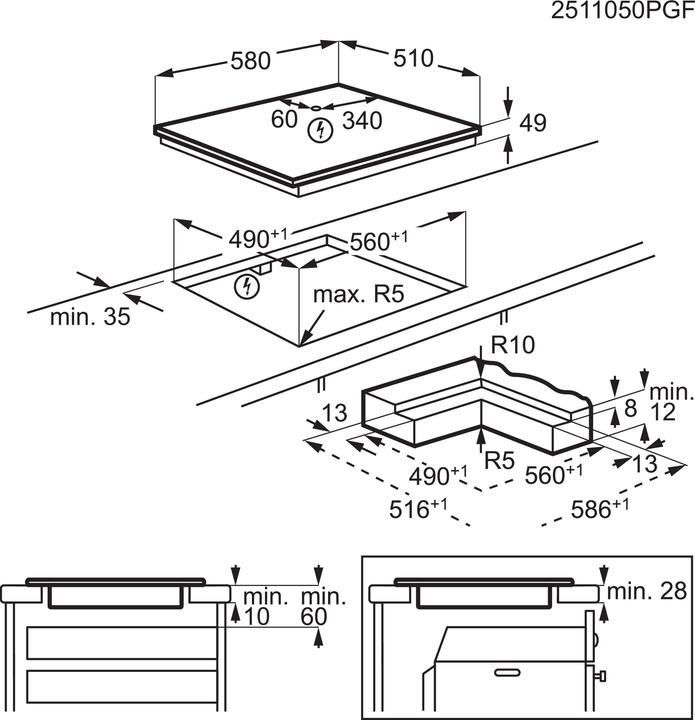 Produktbild Electrolux GK58IO - externe Bedienung (58 cm, Induktionskochfeld)