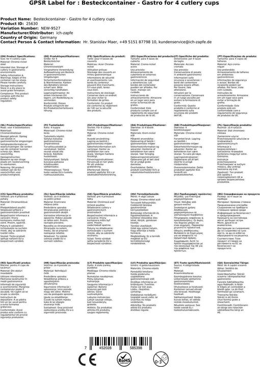 Produktbild Ich-zapfe Besteckbehälter, Besteckbehälter Gastro für 4 Besteckköcher