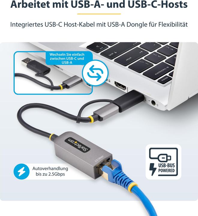 Produktbild StarTech USB 3.0 TYPE-C TO 2.5 GIGABIT (USB-C, RJ45 (1x))