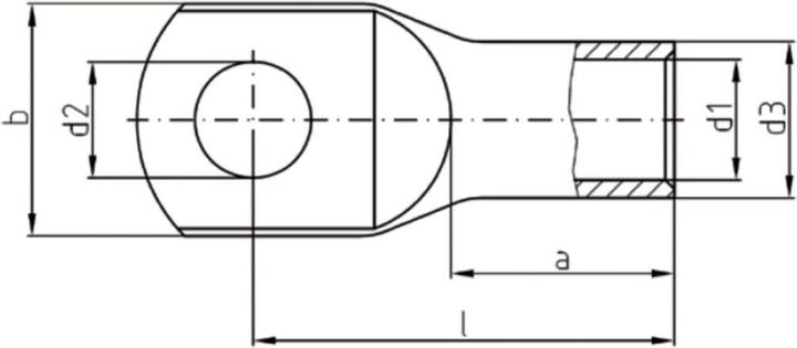 Produktbild Kalitec 10 Stück HR120-12 Handelsübliche Rohrkabelschuhe 120mm² M12 I ohne Sichtloch I Made in Germa