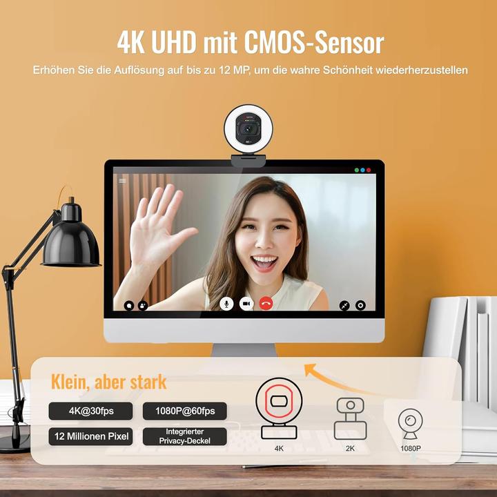 Actual product image Logitubo 4K UHD Webcam 866MAX mit Licht und AI-Mikrofonen (8 Mpx)