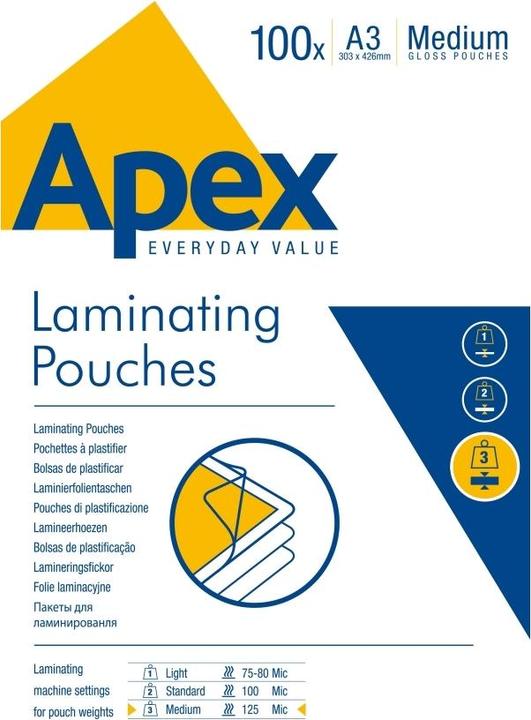 Etichetta energetica Fellowes Film di laminazione Apex Med Duty (A3, 100 Pezzo/i, 125 µm)