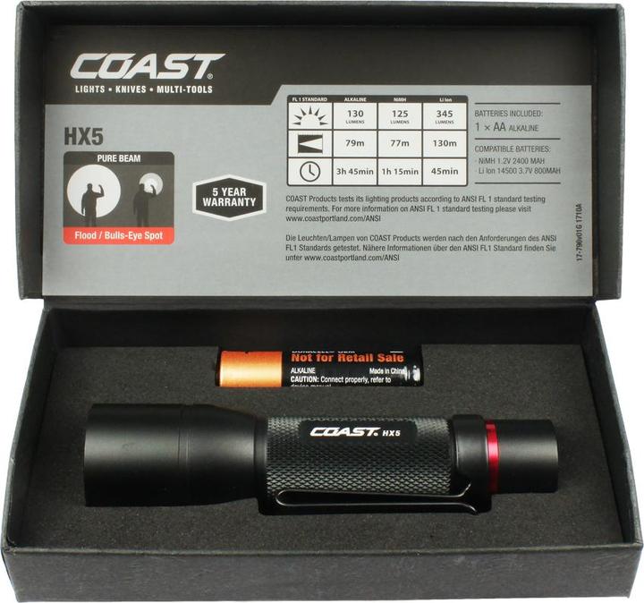 Produktbild Coast HX5 Taschenlampe mit Einhandfokus 410 Lumen (10.40 cm, 168.18 lm)