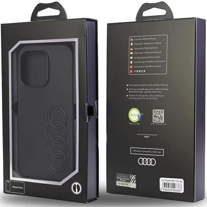 Produktbild Audi Synthetic Leather iPhone 14 Pro 6.1" czarny/black hardcase AU-TPUPCIP14P-TT/D1-BK (Apple iPhone 14 Pro)
