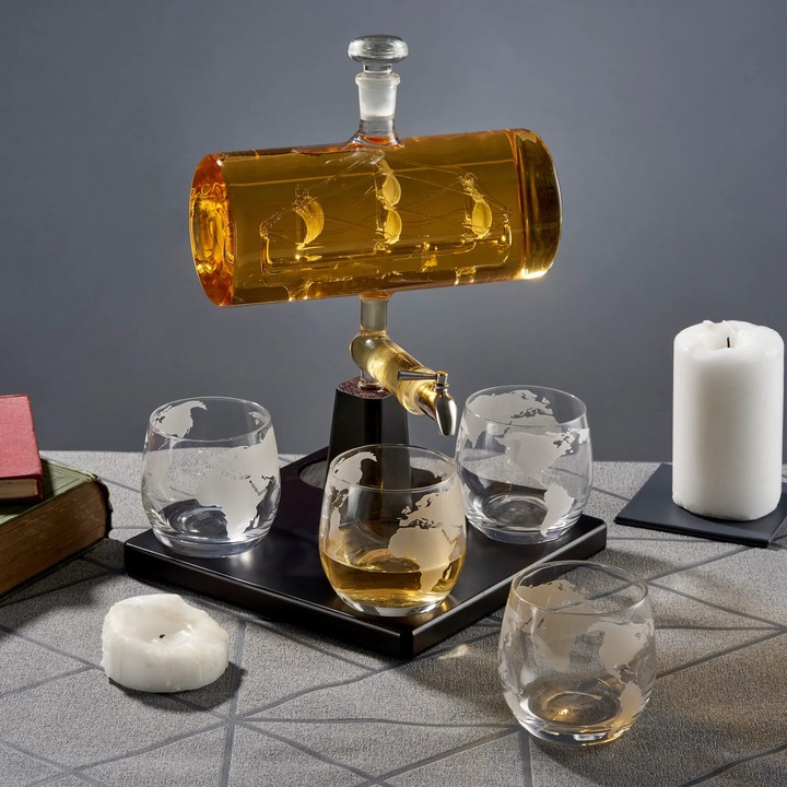 Image du produit Oak & Steel Verres à whisky et décanteurs Bateau (1 l)