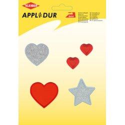 Produktbild Kleiber Applikations-Sortiment "Lovley Heart", 5 Motive zum Aufbügeln, aus 100% Polyester, waschbar bei 40 G