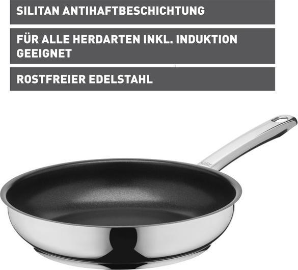 Produktbild WMF Antihaft Pfanne Bratpfanne 28cm Calabria Edelstahl beschichtet Induktion (24 cm, Bratpfanne, Edelstahl)