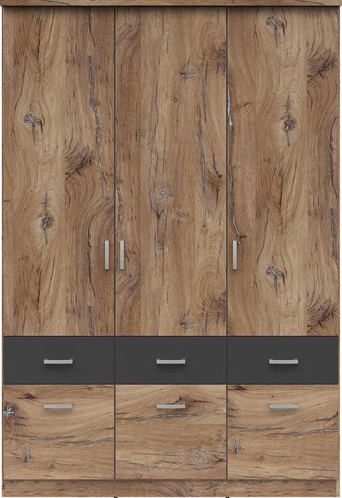 Actual product image Black Red White Wardrobe 3-door. (136 x 58 x 199 cm)