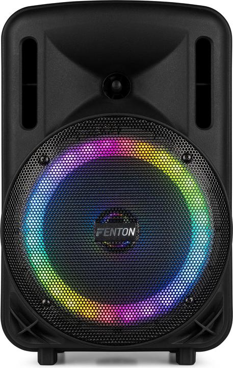 Actual product image Fenton Speaker Bluetooth - FT08LED MK2 karaoke box met LEDâ€™s, accu en microfoon - Voor (Active)