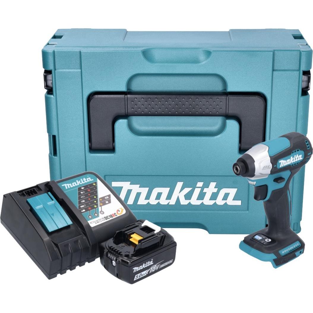Thumbnail - Makita, Bohrmaschine + Akkuschrauber, DTD 157 RT1J Akku Schlagschrauber 18 V 140 Nm 1/4" Brushless + 1x Akku 5,0 Ah + La...