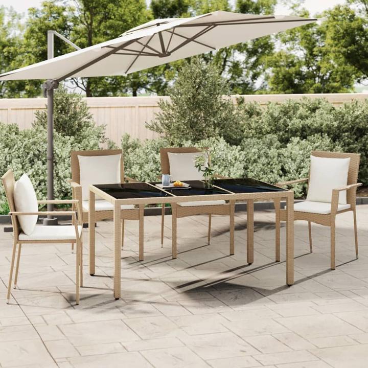 Produktbild vidaXL Gartentisch mit Glasplatte (150 x 90 x 75 cm)
