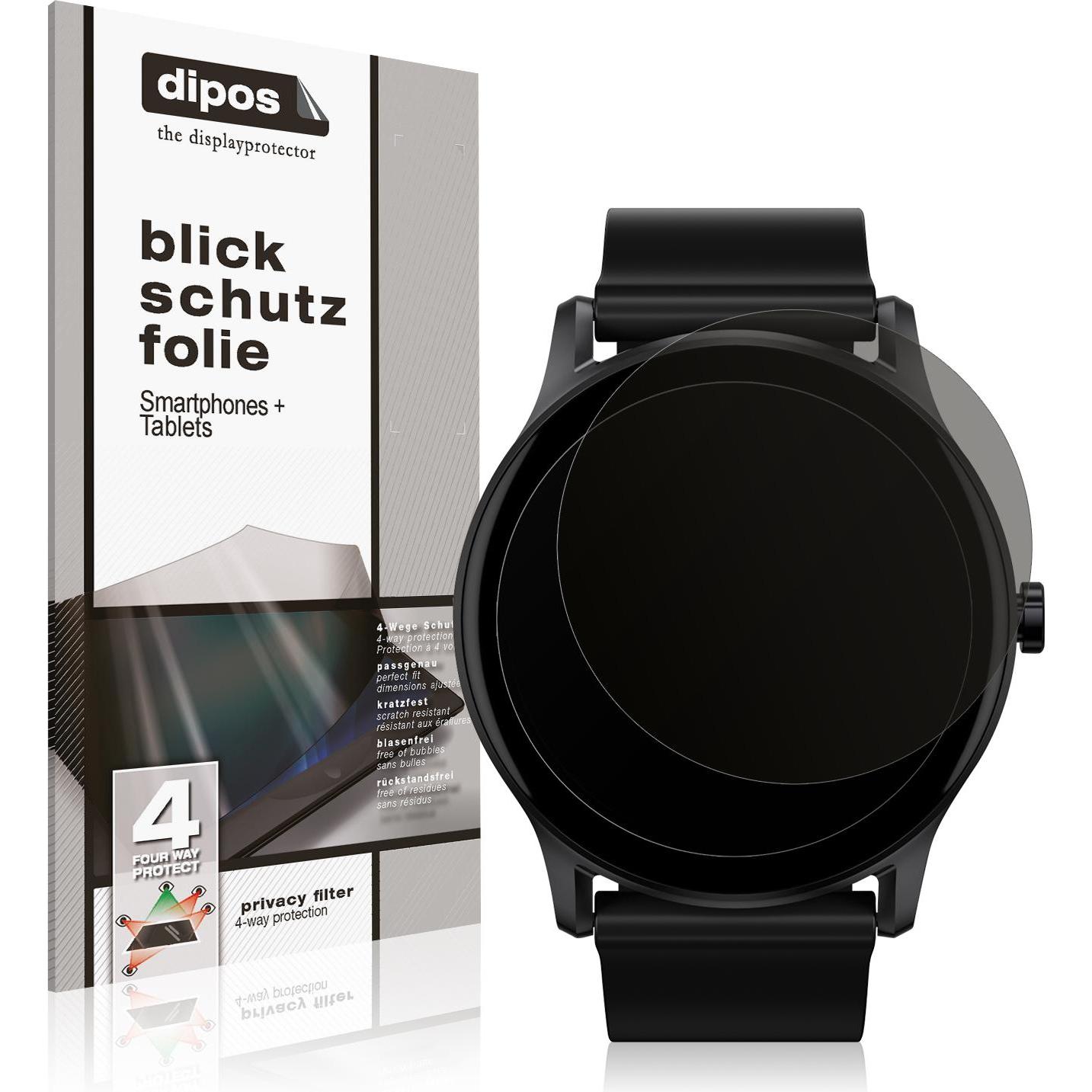 Dipos Blickschutzfolie 4-Way Privacy, Smartwatch Schutzfolie, Transparent