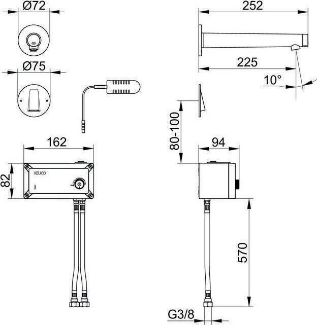 Actual product image Keuco Electronic washbasin mixer IXMO UP mains sw ma