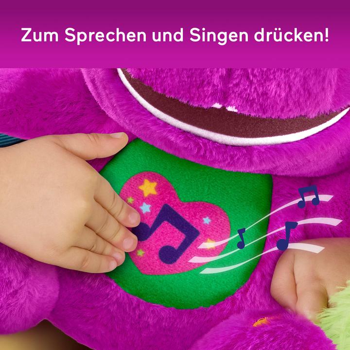 Actual product image Fisher-Price Barney's World Sing Along Barney Plush, 10.5-Inch Figure, Songs, Sounds & Soft Texture (27 cm)