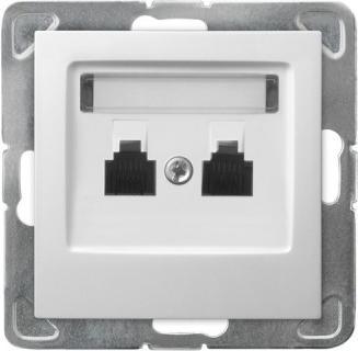 Produktbild Ospel Doppelte Telefonsteckdose Impresja RJ11 weiss (GPT-2YN