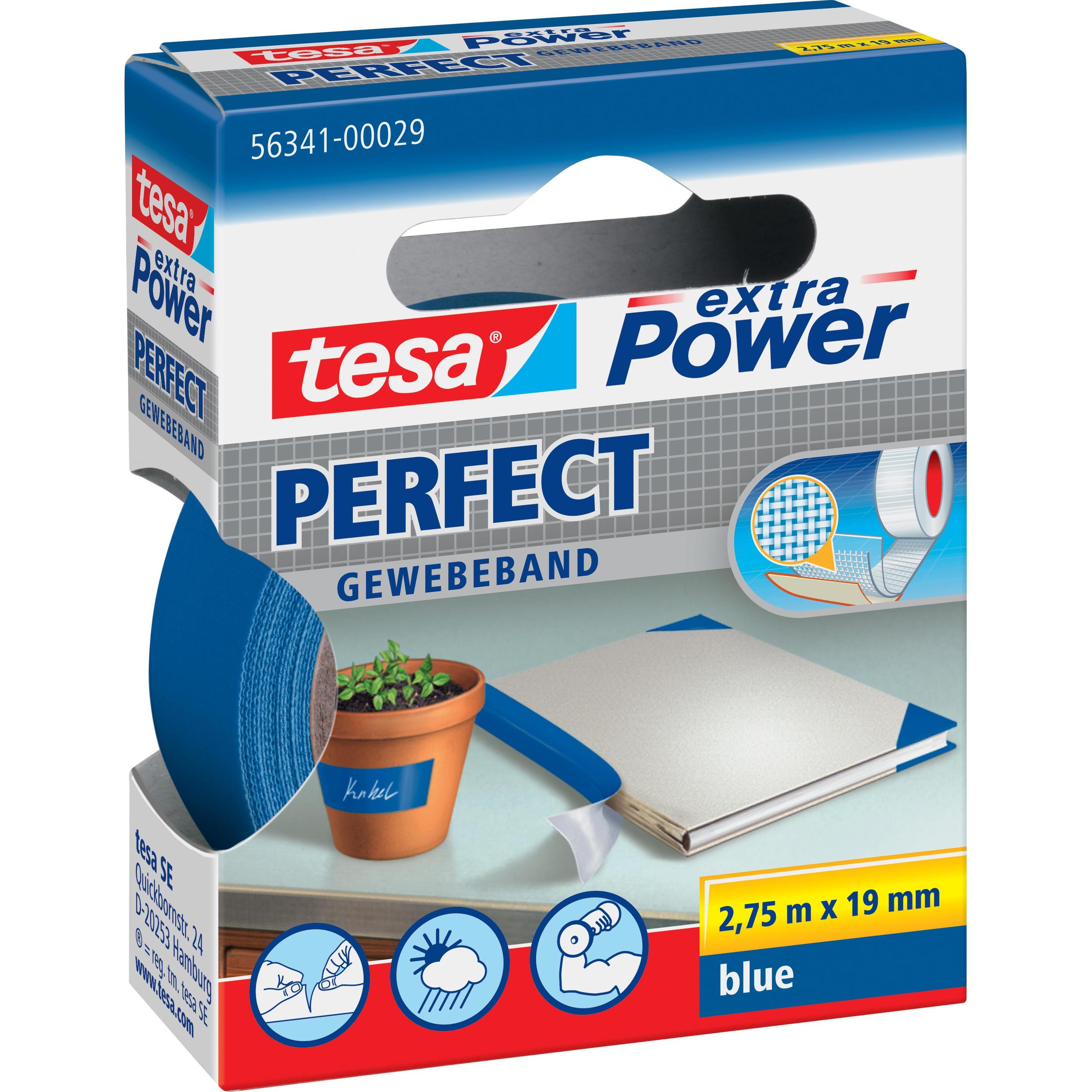 tesa, Klebeband, EXTRA POWER PERFECT Gewebeband, gewebeverstärktes Ductape (19 mm)