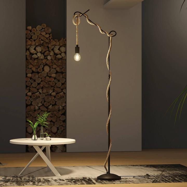 Actual product image Lucande Ropina floor lamp with hemp rope (E27)
