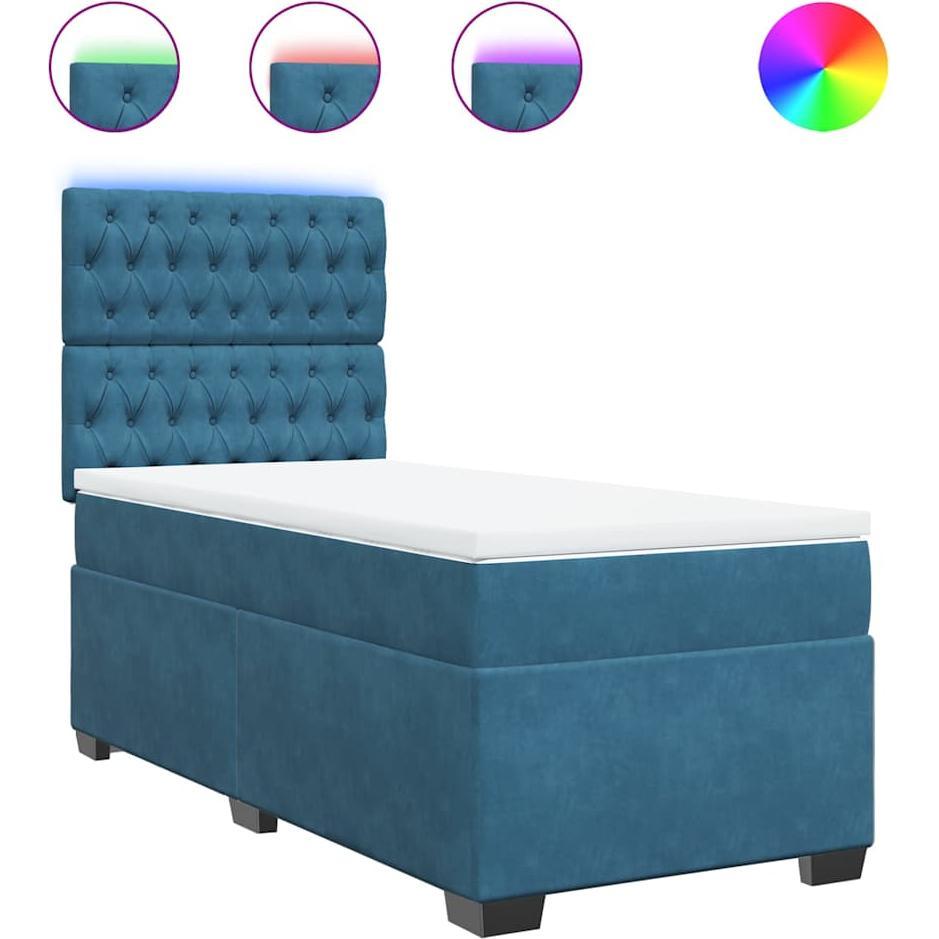 Thumbnail - VidaXL, Bett, Bo x springbett mit Matratze 90 x 190 cm Samt (90 x 190 cm)