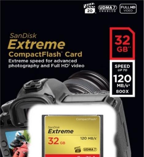 Actual product image SanDisk Extreme Compact Flash (32 GB, CF)