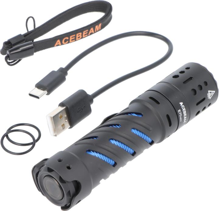 AceBeam E70 Mini LED-Taschenlampe mit 2.000 Lumen, CRI90+, inklusive Akku (11.10 cm, 2000 lm)