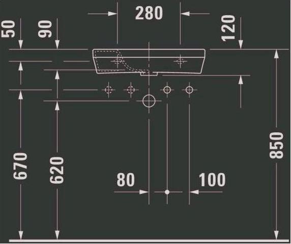 Actual product image Duravit Hand-rinse basin DURASTYLE o ÜL m HLB 500x220mm 1 HL left white WG (220 mm, 500 mm)
