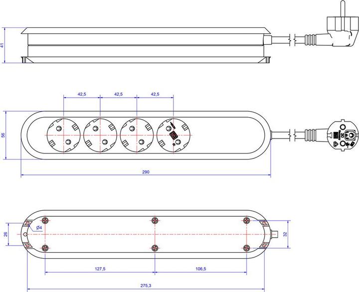 Produktbild Bachmann Stromsteckleiste (4x, CEE 7/3, 1.50 m)