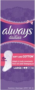 Actual product image Always Dailies Soft Like Cotton Large Pantyliners (1 x)