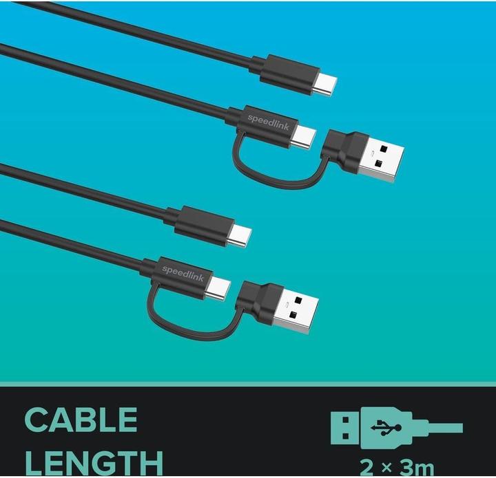 Immagine prodotto Speedlink Cavo di ricarica 2 in 1 (3 m, USB 2.0, USB 3.1)