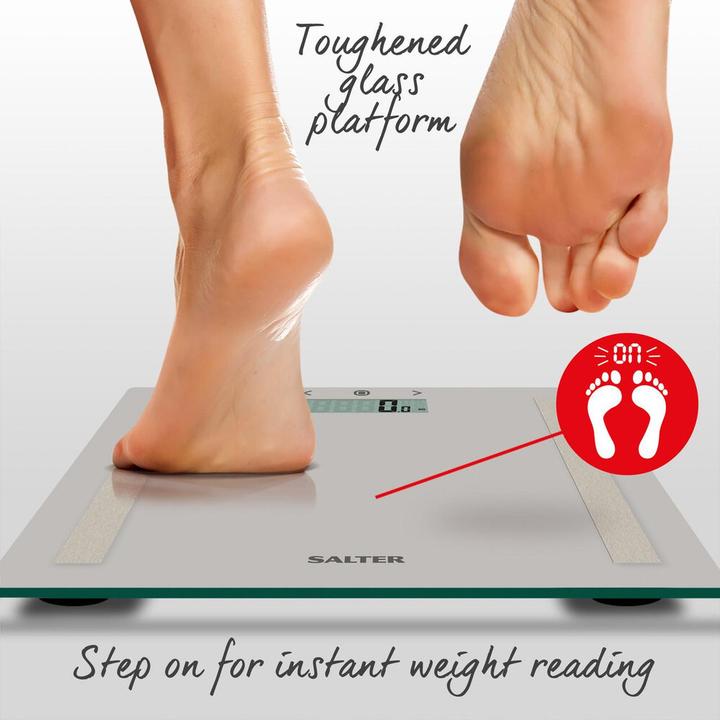 Immagine prodotto Salter 9113 GY3R Bilancia da bagno compatta in vetro - Grigio (150 kg)