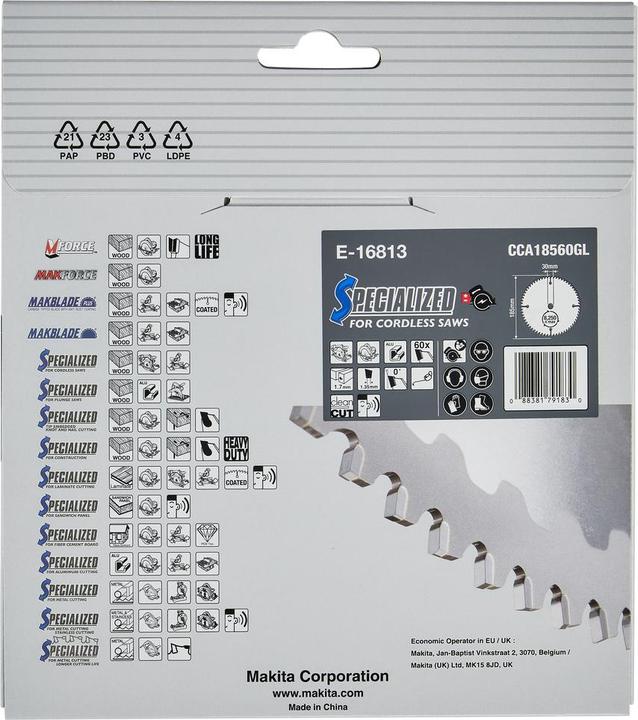 Productafbeelding Makita E-16813 EFFICUT zaagblad 185x30x60