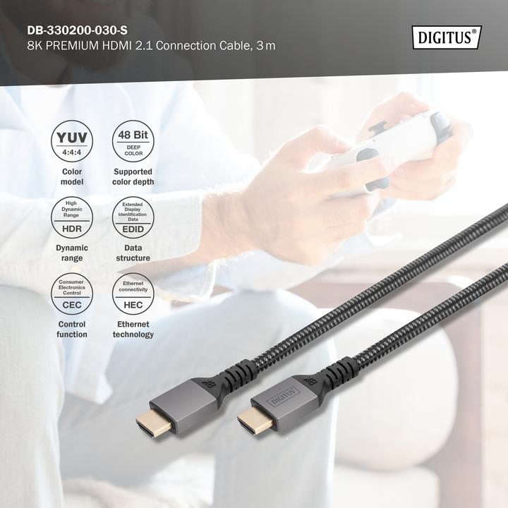 Productafbeelding Digitus 8K HDMI Ultra Hoge Snelheids Verbindingskabel (3 m, HDMI, 2.1)