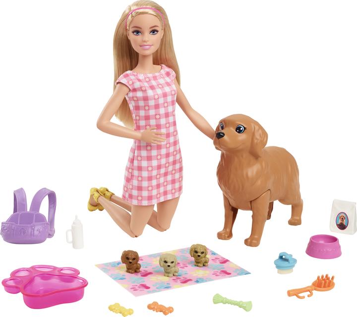 Barbie Puppe mit Hund und Welpen