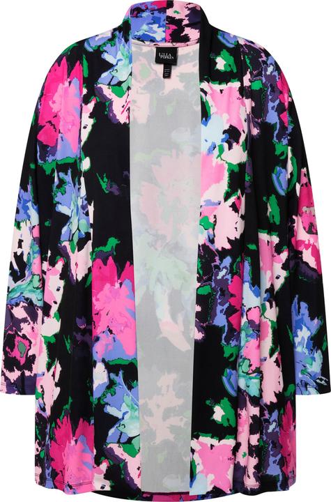 Actual product image Ulla Popken Matte Jersey Open Front Floral Jacket (62)