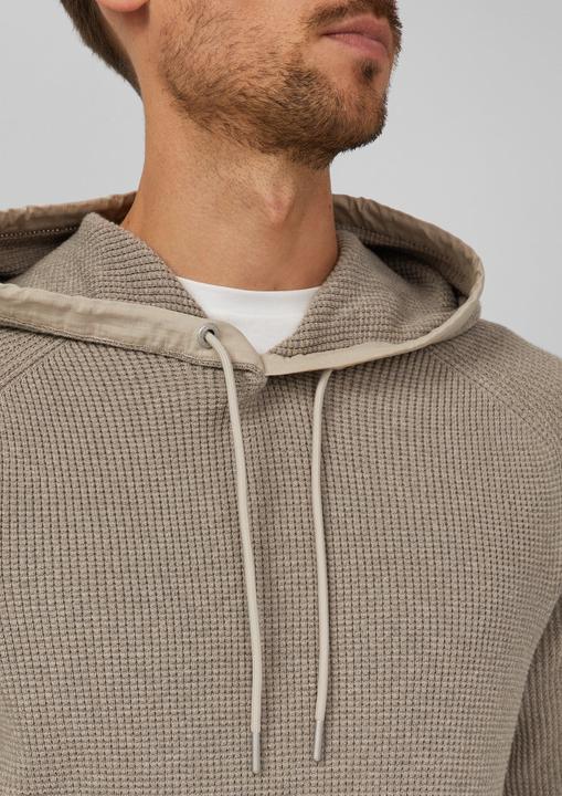 Produktbild s.Oliver Strickpullover Struktur-Hoodie im Materialmix mit Ärmeltasche (M)
