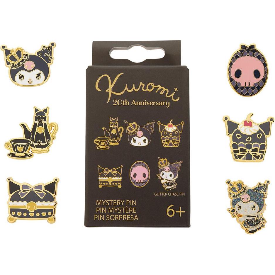 Loungefly, Portachiavi, Hello Kitty Kuromi 20th Anniversary Mystery Blind Box Enamel Pin assorted