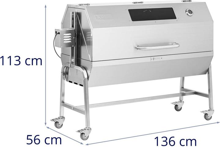Royal Catering BBQ Rotisserie - with motor - 40 kg - length of grill spit: 138 cm - stainless steel - wind (50 cm)