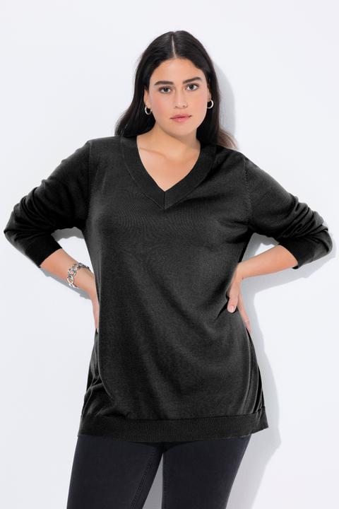 Produktbild Ulla Popken Pullover, V-Ausschnitt, Langarm, weicher Feinstrick (42, 44)