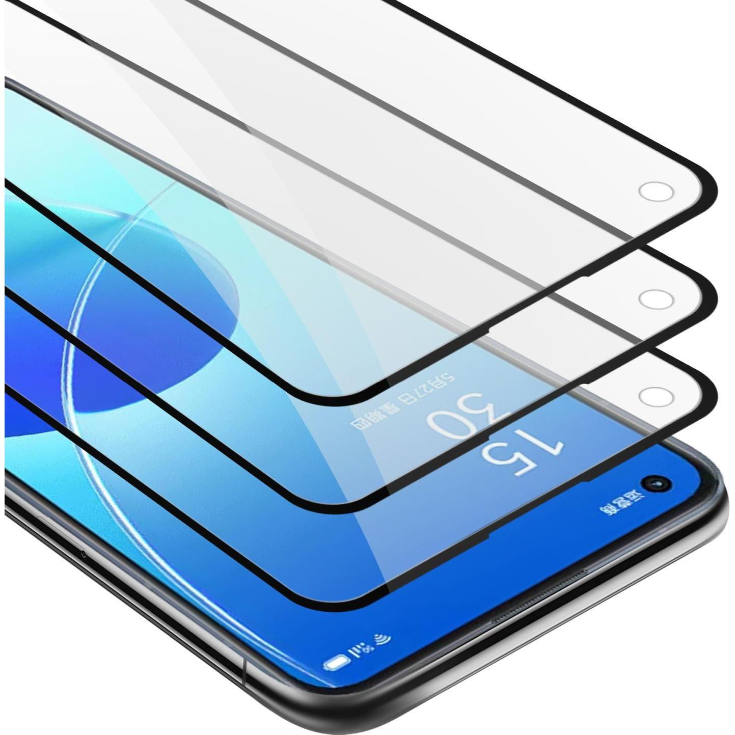 Cadorabo Vollbild Displayschutzglas (3 Stück, Oppo Reno 6 5G), Smartphone Schutzfolie, Schwarz