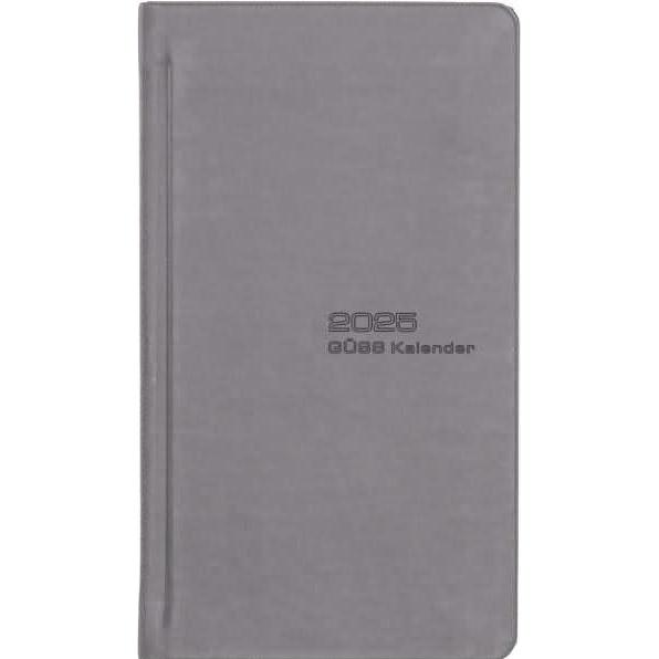 Güss, Agenda, Taschenkalender 8,7x15,3cm 1 Woche / 2 Seiten grau 2025 (87 x 153 mm, Deutsch)