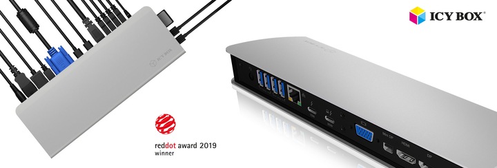 Image du produit Icy Box IB-DK2801-TB3 - Thunderbolt 3 Triple Dock 85W PD (USB-A, Thunderbolt, USB-C, 15 ports)
