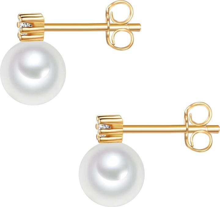 Immagine prodotto Valero Pearls Donna Argento 925 Cubic Zirconia Perla d'acqua dolce coltivata Oro giallo - 32348 (Argento)