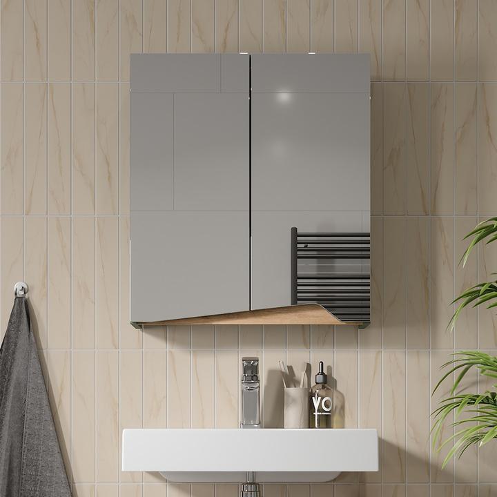 Produktbild Vichy Spiegelschrank Marelle, Grün/Artisan, 60 x 67 cm mit höhenverstellbarem Einlegeboden