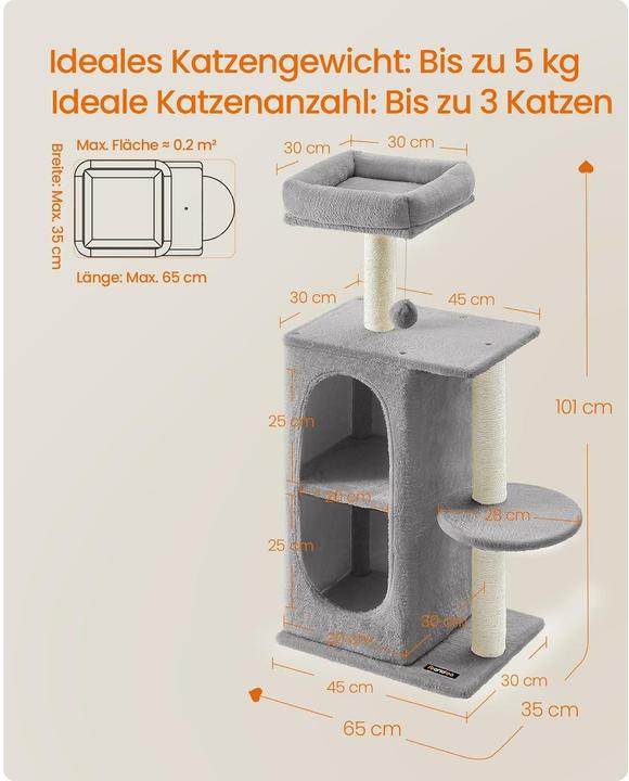 Immagine prodotto Feandrea Graffiatoio (101 cm, Bianco, Grigio, Grigio chiaro, Nero, Tortora)