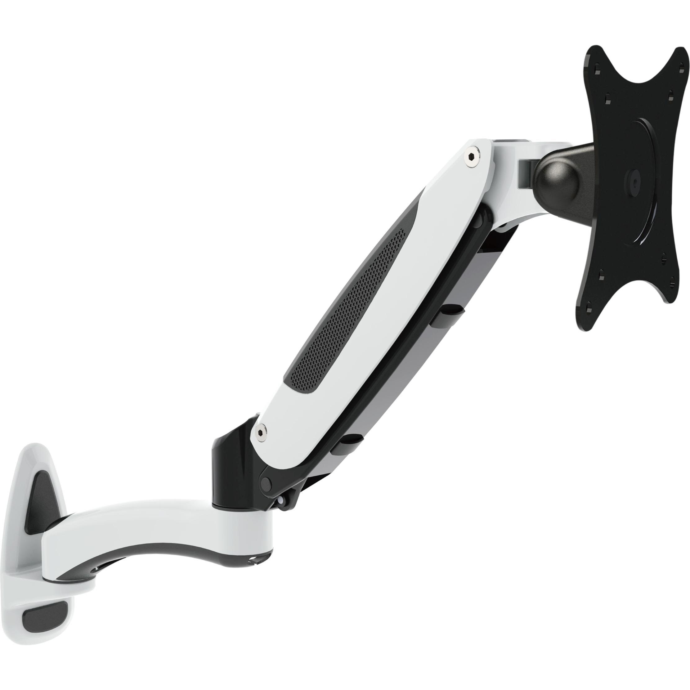 Quinta ERGOLEBEN GS120WM Supporto a parete per 1 monitor con molla a gas Inclinazione da -90 a +85 gradi (Muro), Supporto da parete TV, Bianco