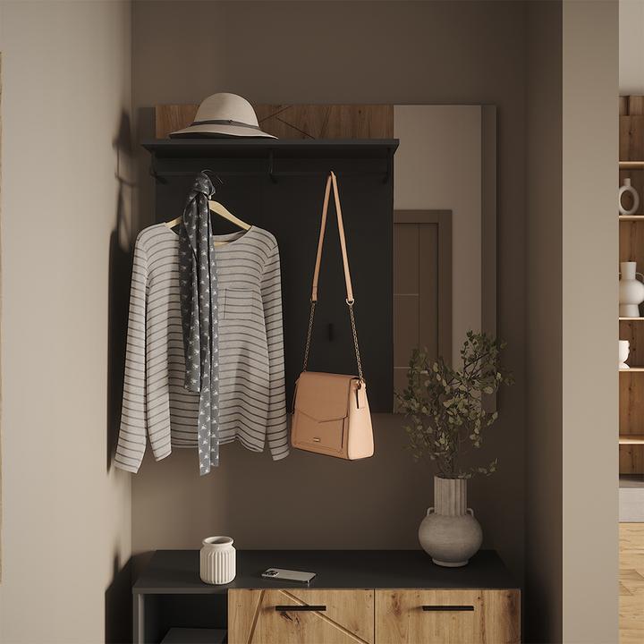Actual product image Vicco Wandgarderobe Irma, Anthrazit/Artisan, 106 x 95.8 cm mit Spiegel