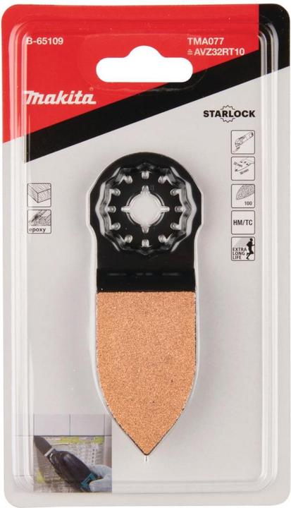 Image du produit Makita B-65109 MULTITOOL Lame conique HM pour lamage et grattage 32mm TMA077  GRIT #100, STARLOCK, brique